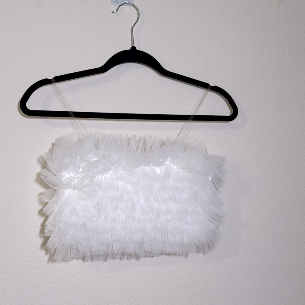 Altard State White Ruffled Crop Top